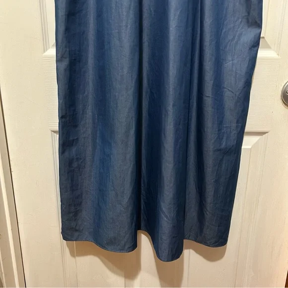 Loretta Caponi Elegant Blue Maxi Dress MockNeck Ruffle Designer Quiet Luxury Med - Picture 7 of 14